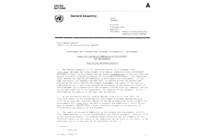 Первая страница доклада Брунтланн