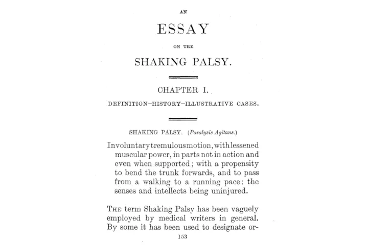 Первая страница «Эссе о дрожательном параличе» Джеймса Паркинсона