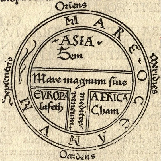 Т и О карта с делением мира на три известных континента