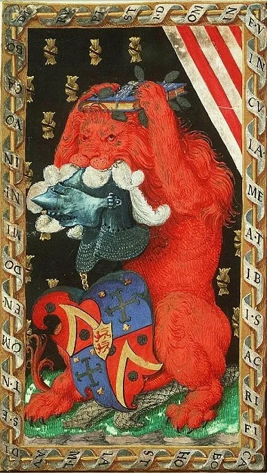 Герб неблагородного рода Лаллеман. Часовник Жана Лаллемана — младшего. Koninklijke bibliothek, Hollande. Конец XVI — начало XVII в.