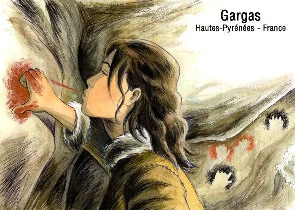  Метод нанесения краски в наскальной живописи // artsplastiqueslcf.blogspot.com