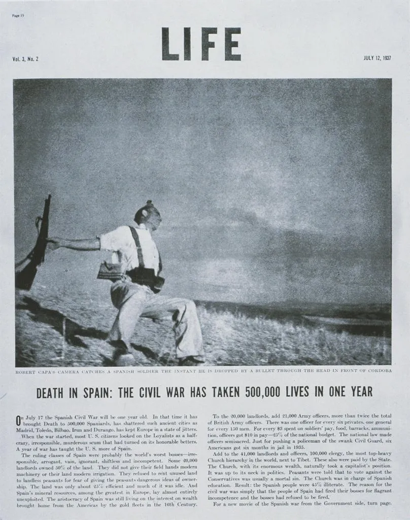 Роберт Капа поймал в объектив застреленного солдата