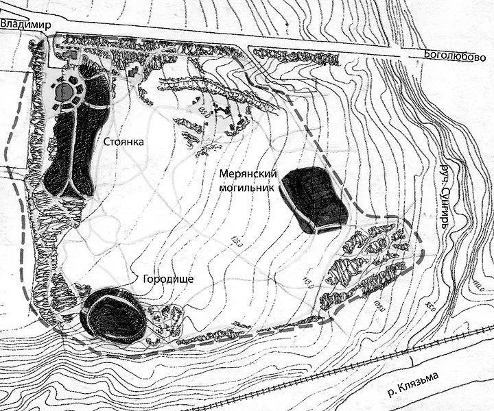 Схема палеолитической стоянки, Сунгирь, Владимирская область