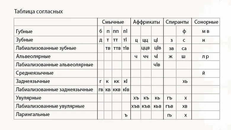 Согласные лезгинского языка