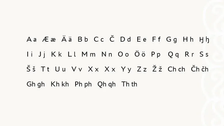 Ингушский алфавит конца 1924 года