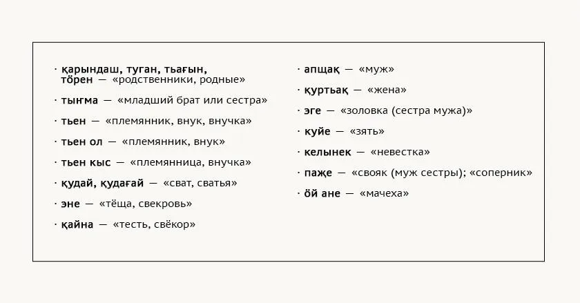 Чалканские термины родства